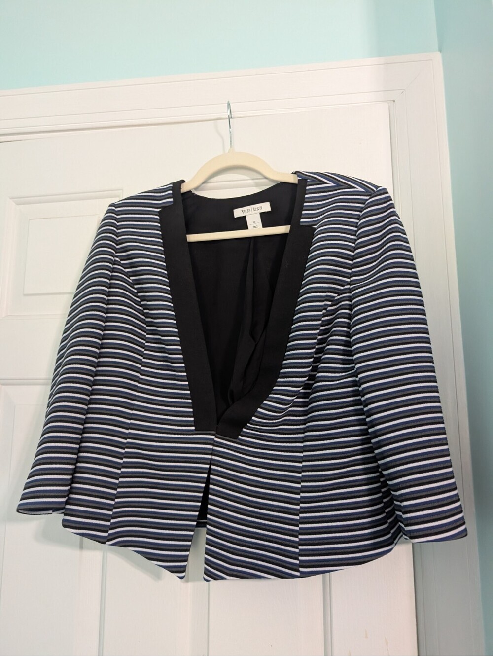 White House Black Market Women Blazer Stripped Black Size 12